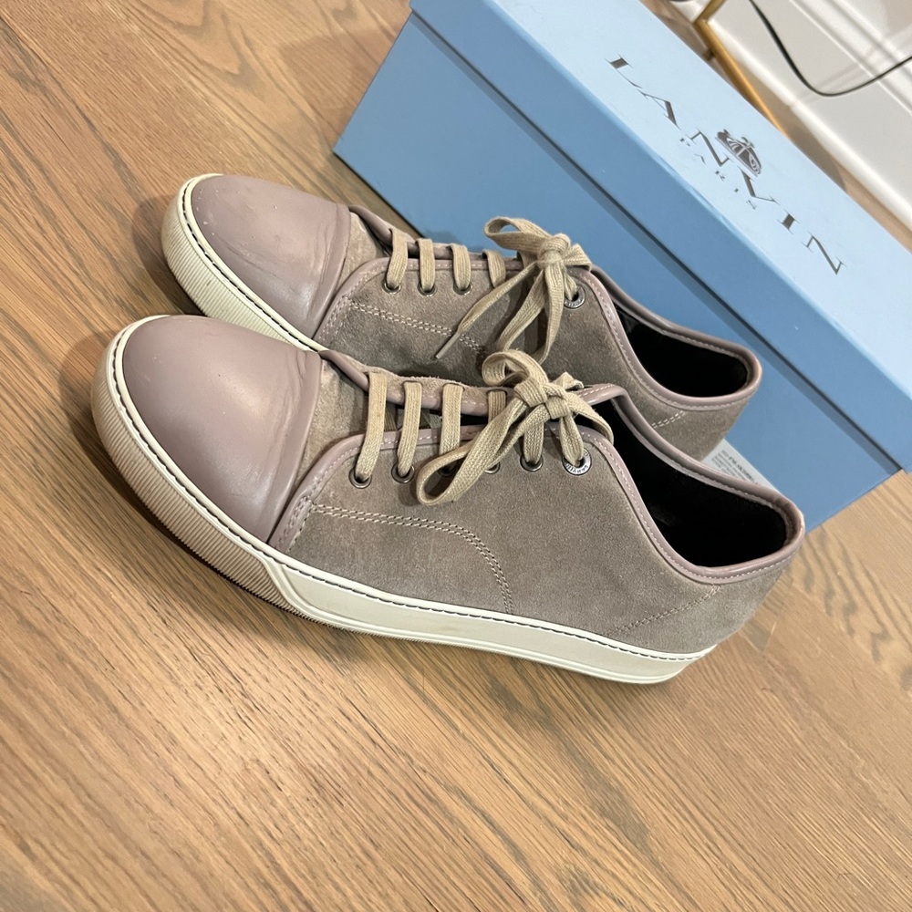 Lanvin DBB1 Sneakers Grey/Beige Calfskin & Suede w Box + laces - Sz 9 / US 10